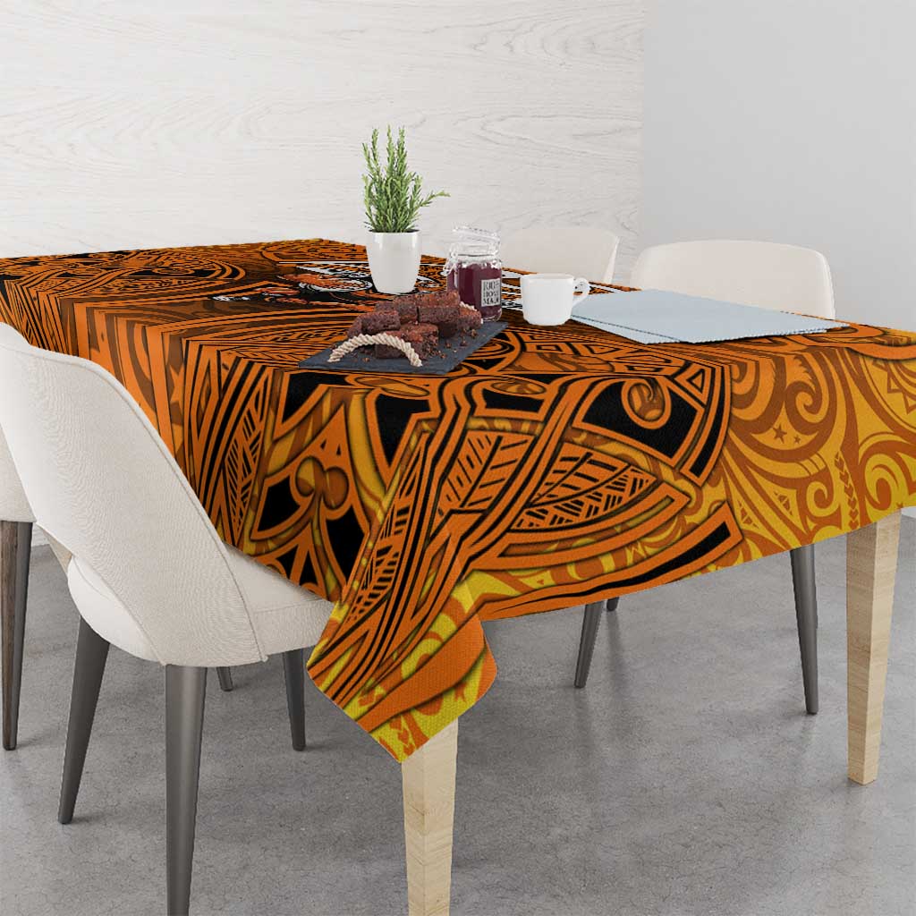 Wests Tigers Rugby Tablecloth Polynesian Tribal Tiger Warrior Orange Black Pattern
