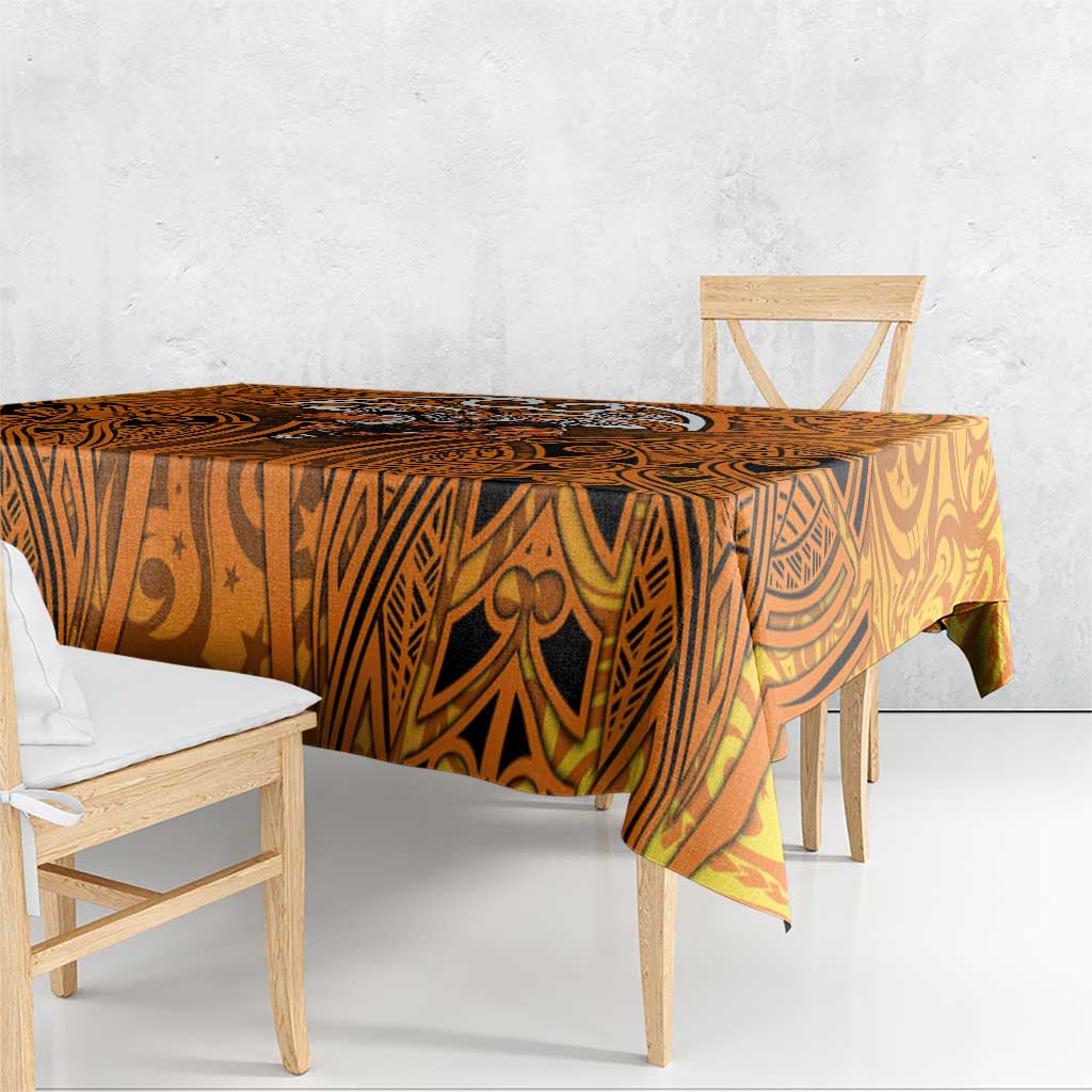 Wests Tigers Rugby Tablecloth Polynesian Tribal Tiger Warrior Orange Black Pattern