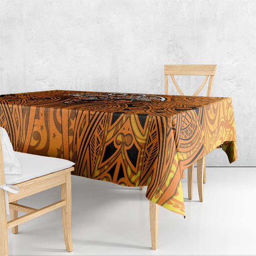 Wests Tigers Rugby Tablecloth Polynesian Tribal Tiger Warrior Orange Black Pattern