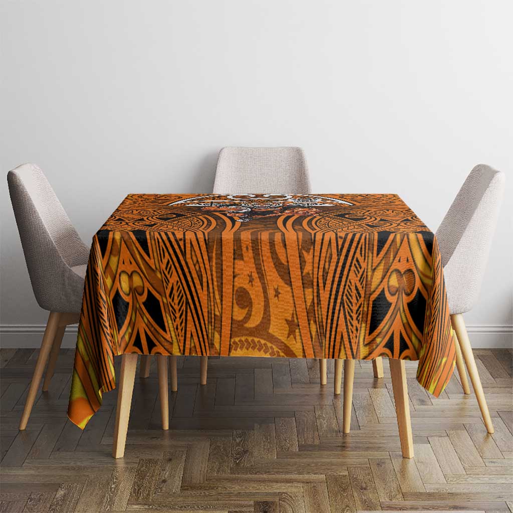 Wests Tigers Rugby Tablecloth Polynesian Tribal Tiger Warrior Orange Black Pattern