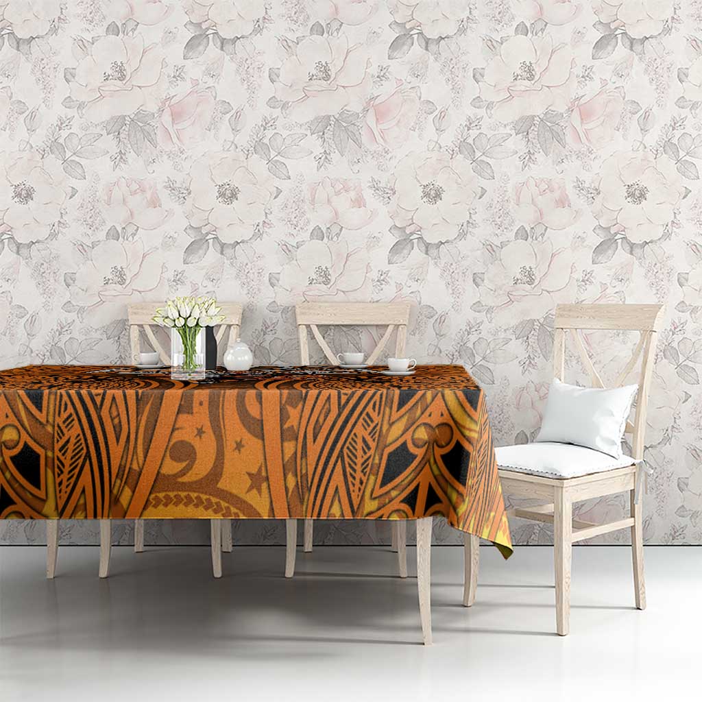Wests Tigers Rugby Tablecloth Polynesian Tribal Tiger Warrior Orange Black Pattern