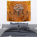 Wests Tigers Rugby Tapestry Polynesian Tribal Tiger Warrior Orange Black Pattern