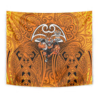Wests Tigers Rugby Tapestry Polynesian Tribal Tiger Warrior Orange Black Pattern