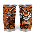 Wests Tigers Rugby Tumbler Cup Polynesian Tribal Tiger Warrior Orange Black Pattern