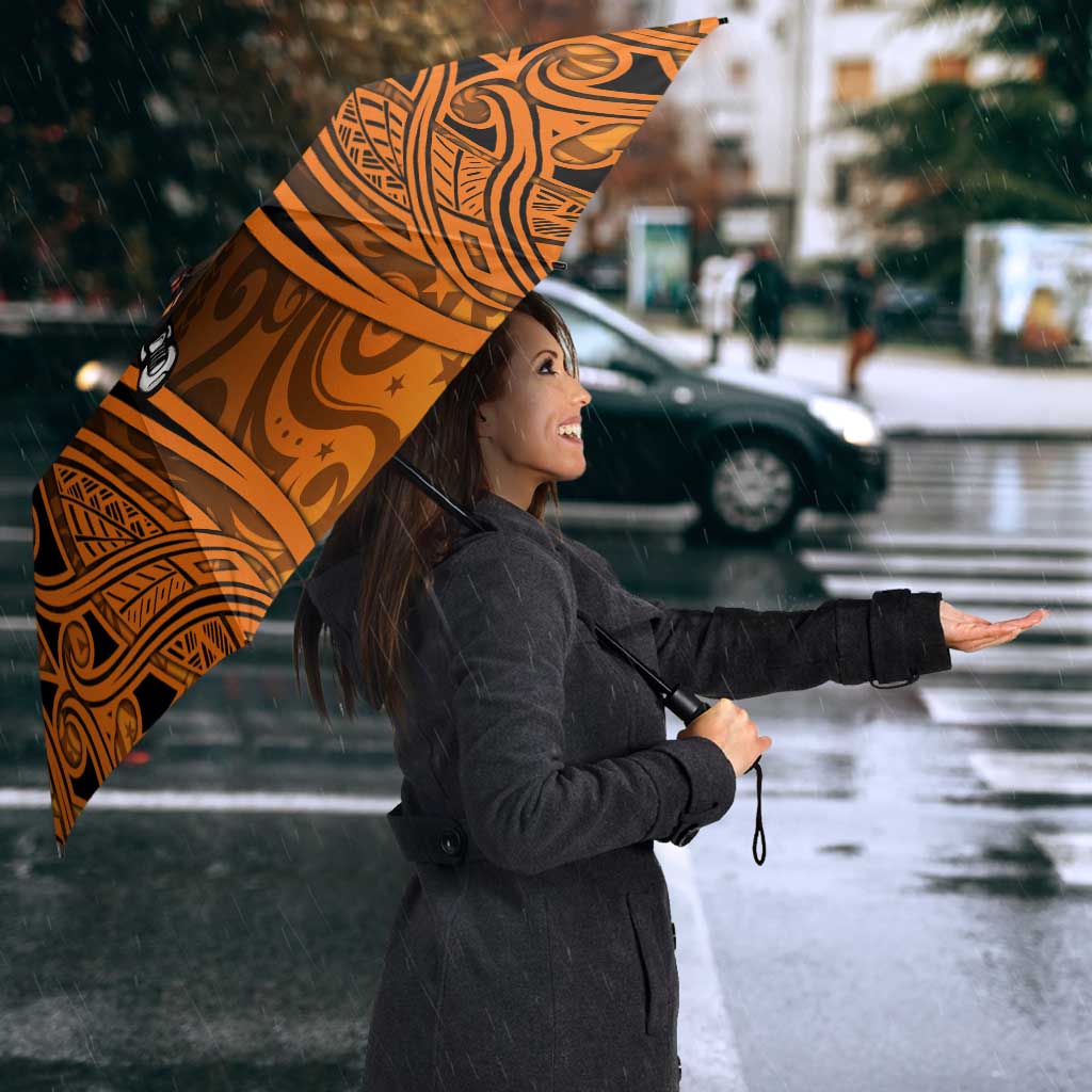 Wests Tigers Rugby Umbrella Polynesian Tribal Tiger Warrior Orange Black Pattern