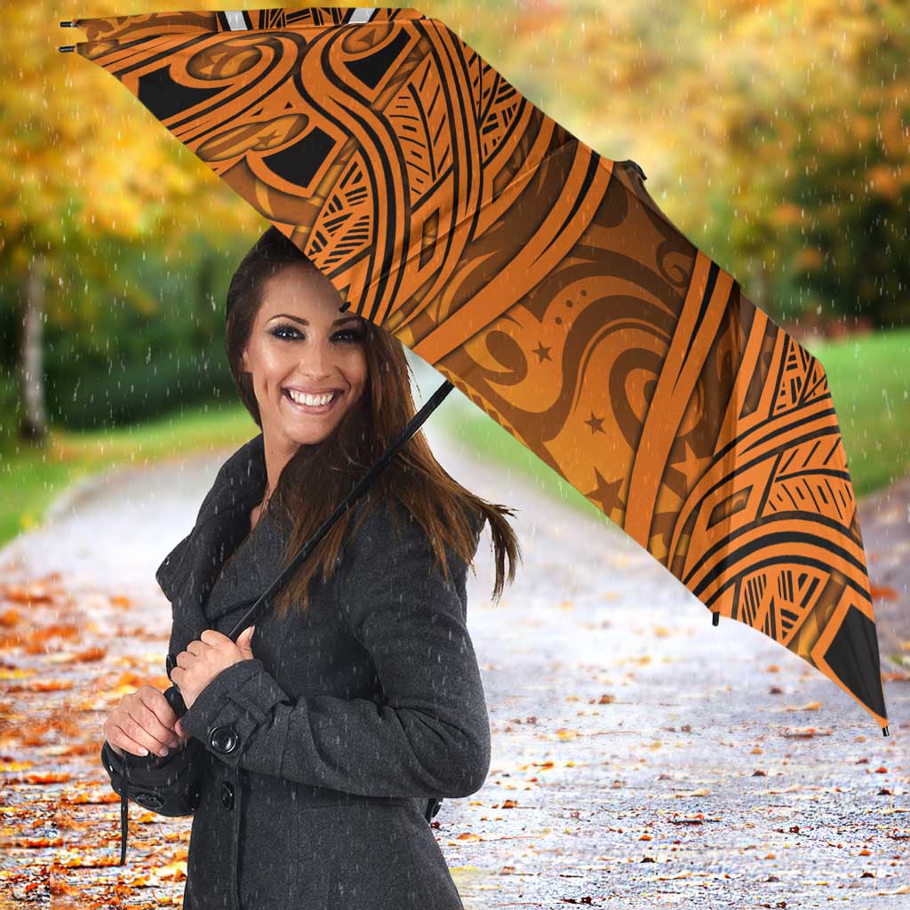 Wests Tigers Rugby Umbrella Polynesian Tribal Tiger Warrior Orange Black Pattern