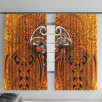 Wests Tigers Rugby Window Curtain Polynesian Tribal Tiger Warrior Orange Black Pattern