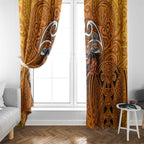 Wests Tigers Rugby Window Curtain Polynesian Tribal Tiger Warrior Orange Black Pattern