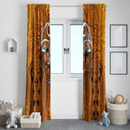 Wests Tigers Rugby Window Curtain Polynesian Tribal Tiger Warrior Orange Black Pattern
