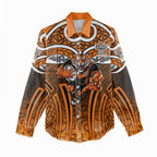 Wests Tigers Rugby Women Casual Shirt Polynesian Tribal Tiger Warrior Orange Black Pattern