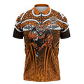 Wests Tigers Rugby Zipper Polo Shirt Polynesian Tribal Tiger Warrior Orange Black Pattern