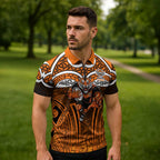 Wests Tigers Rugby Zipper Polo Shirt Polynesian Tribal Tiger Warrior Orange Black Pattern