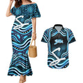 Adelaide Strikers Cricket Couples Matching Mermaid Dress and Hawaiian Shirt Australian Cricket Mascot - Modern Indigenous Style