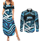 Adelaide Strikers Cricket Couples Matching Summer Maxi Dress and Long Sleeve Button Shirt Australian Cricket Mascot - Modern Indigenous Style