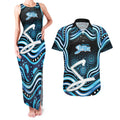 Adelaide Strikers Cricket Couples Matching Tank Maxi Dress and Hawaiian Shirt Australian Cricket Mascot - Modern Indigenous Style