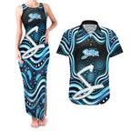 Adelaide Strikers Cricket Couples Matching Tank Maxi Dress and Hawaiian Shirt Australian Cricket Mascot - Modern Indigenous Style