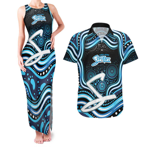 Adelaide Strikers Cricket Couples Matching Tank Maxi Dress and Hawaiian Shirt Australian Cricket Mascot - Modern Indigenous Style
