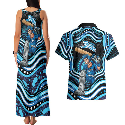 Adelaide Strikers Cricket Couples Matching Tank Maxi Dress and Hawaiian Shirt Australian Cricket Mascot - Modern Indigenous Style