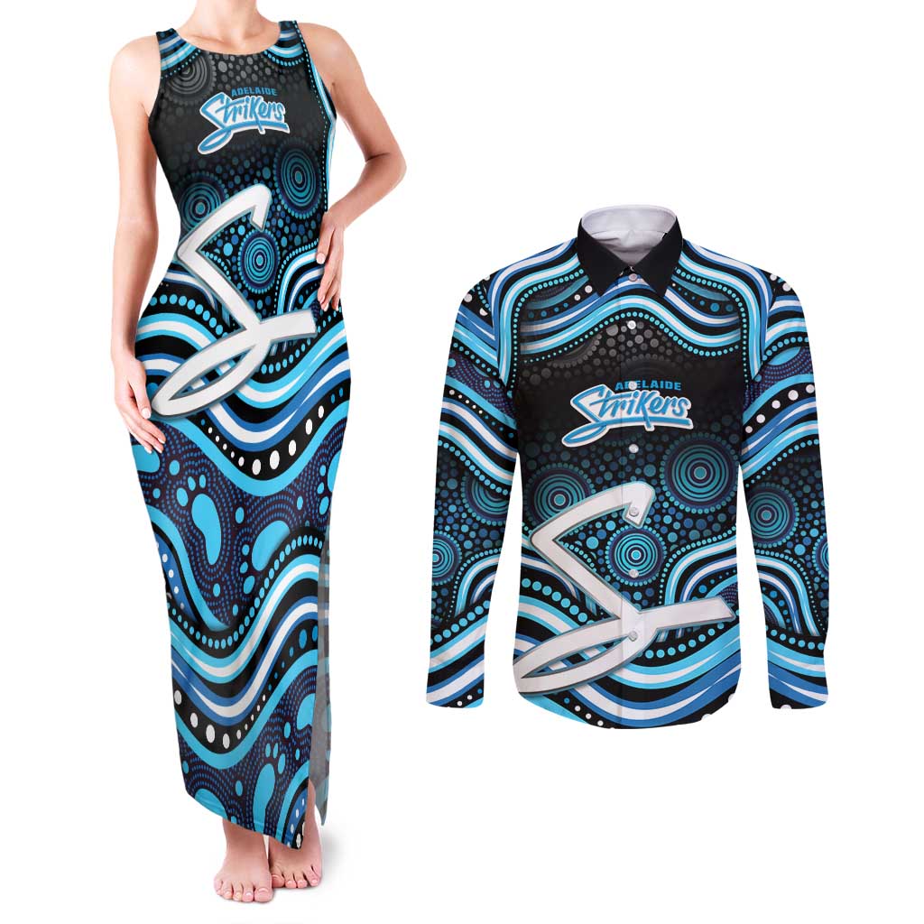 Adelaide Strikers Cricket Couples Matching Tank Maxi Dress and Long Sleeve Button Shirt Australian Cricket Mascot - Modern Indigenous Style