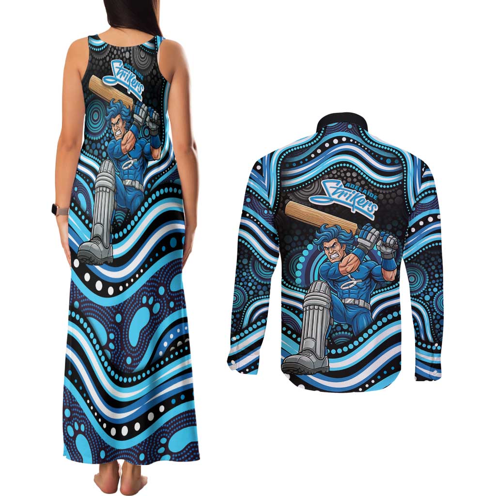 Adelaide Strikers Cricket Couples Matching Tank Maxi Dress and Long Sleeve Button Shirt Australian Cricket Mascot - Modern Indigenous Style