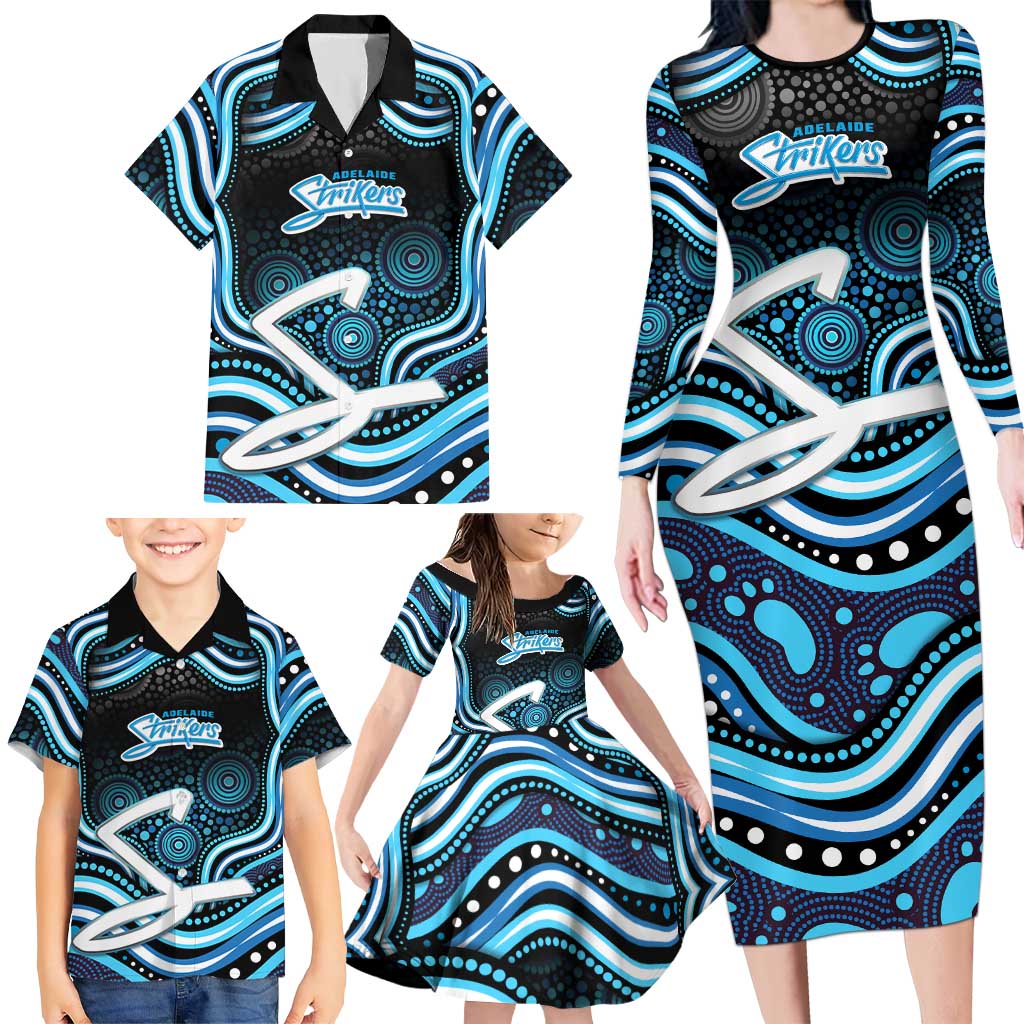 Adelaide Strikers Cricket Family Matching Long Sleeve Bodycon Dress and Hawaiian Shirt Australian Cricket Mascot - Modern Indigenous Style