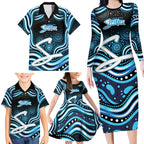 Adelaide Strikers Cricket Family Matching Long Sleeve Bodycon Dress and Hawaiian Shirt Australian Cricket Mascot - Modern Indigenous Style