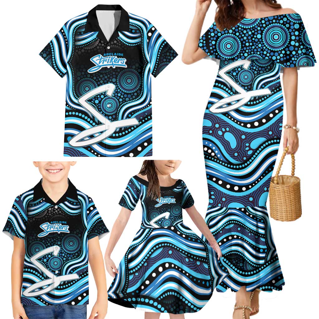 Adelaide Strikers Cricket Family Matching Mermaid Dress and Hawaiian Shirt Australian Cricket Mascot - Modern Indigenous Style