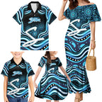 Adelaide Strikers Cricket Family Matching Mermaid Dress and Hawaiian Shirt Australian Cricket Mascot - Modern Indigenous Style