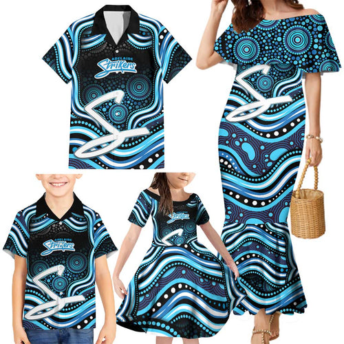 Adelaide Strikers Cricket Family Matching Mermaid Dress and Hawaiian Shirt Australian Cricket Mascot - Modern Indigenous Style