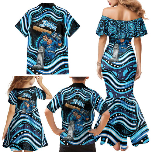 Adelaide Strikers Cricket Family Matching Mermaid Dress and Hawaiian Shirt Australian Cricket Mascot - Modern Indigenous Style