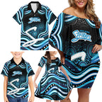 Adelaide Strikers Cricket Family Matching Off Shoulder Short Dress and Hawaiian Shirt Australian Cricket Mascot - Modern Indigenous Style