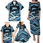 Adelaide Strikers Cricket Family Matching Puletasi and Hawaiian Shirt Australian Cricket Mascot - Modern Indigenous Style