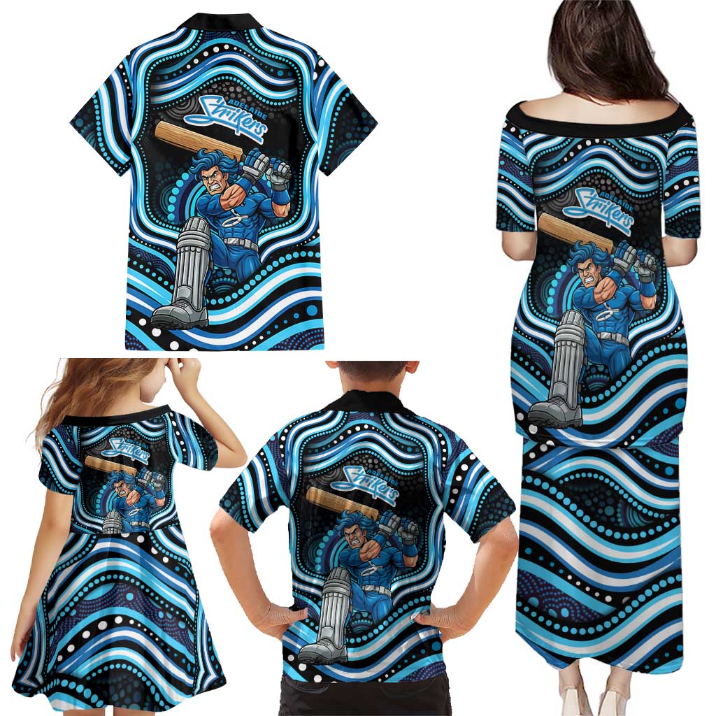 Adelaide Strikers Cricket Family Matching Puletasi and Hawaiian Shirt Australian Cricket Mascot - Modern Indigenous Style