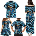 Adelaide Strikers Cricket Family Matching Puletasi and Hawaiian Shirt Australian Cricket Mascot - Modern Indigenous Style