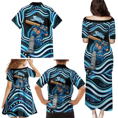 Adelaide Strikers Cricket Family Matching Puletasi and Hawaiian Shirt Australian Cricket Mascot - Modern Indigenous Style