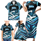 Adelaide Strikers Cricket Family Matching Short Sleeve Bodycon Dress and Hawaiian Shirt Australian Cricket Mascot - Modern Indigenous Style
