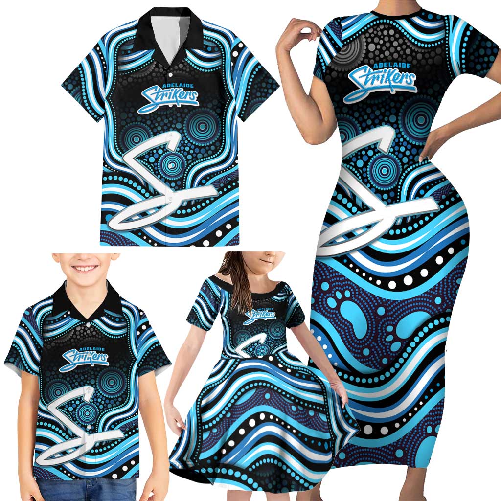 Adelaide Strikers Cricket Family Matching Short Sleeve Bodycon Dress and Hawaiian Shirt Australian Cricket Mascot - Modern Indigenous Style