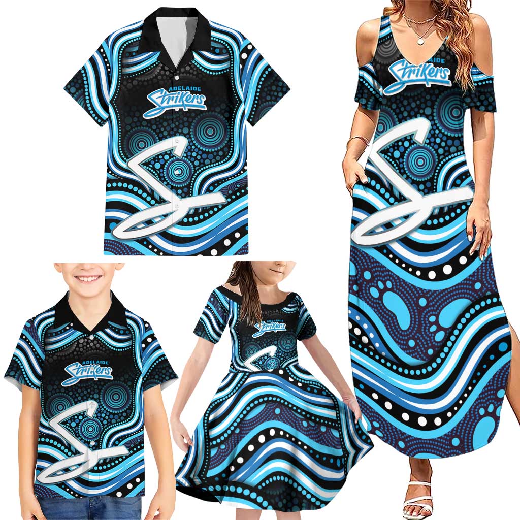 Adelaide Strikers Cricket Family Matching Summer Maxi Dress and Hawaiian Shirt Australian Cricket Mascot - Modern Indigenous Style