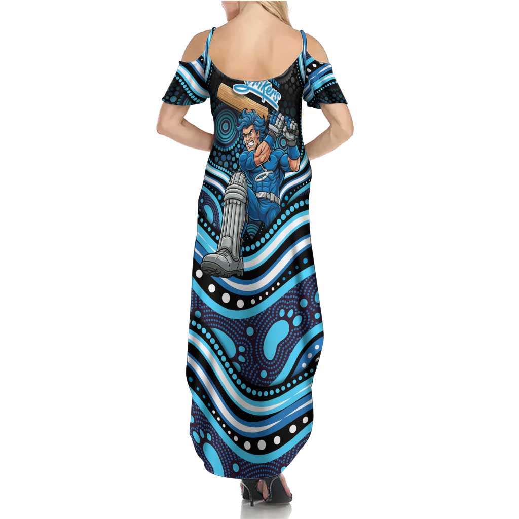 Adelaide Strikers Cricket Family Matching Summer Maxi Dress and Hawaiian Shirt Australian Cricket Mascot - Modern Indigenous Style
