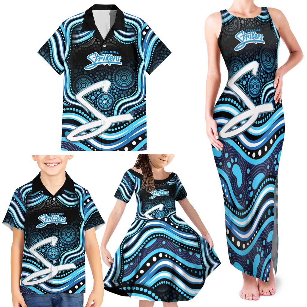 Adelaide Strikers Cricket Family Matching Tank Maxi Dress and Hawaiian Shirt Australian Cricket Mascot - Modern Indigenous Style