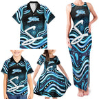 Adelaide Strikers Cricket Family Matching Tank Maxi Dress and Hawaiian Shirt Australian Cricket Mascot - Modern Indigenous Style