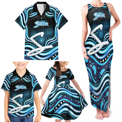 Adelaide Strikers Cricket Family Matching Tank Maxi Dress and Hawaiian Shirt Australian Cricket Mascot - Modern Indigenous Style