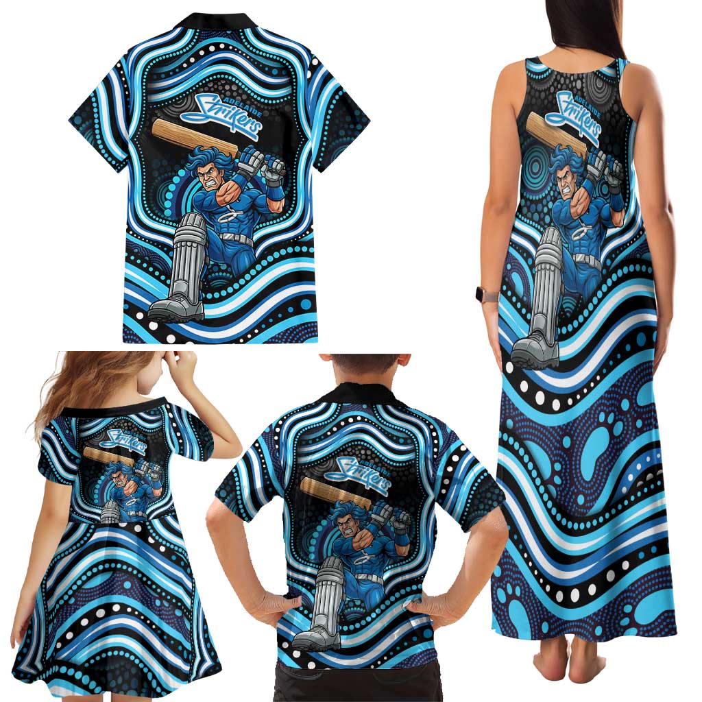 Adelaide Strikers Cricket Family Matching Tank Maxi Dress and Hawaiian Shirt Australian Cricket Mascot - Modern Indigenous Style