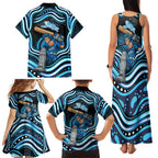 Adelaide Strikers Cricket Family Matching Tank Maxi Dress and Hawaiian Shirt Australian Cricket Mascot - Modern Indigenous Style