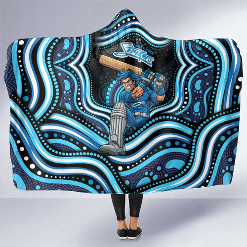 Adelaide Strikers Cricket Hooded Blanket Australian Cricket Mascot - Modern Indigenous Style