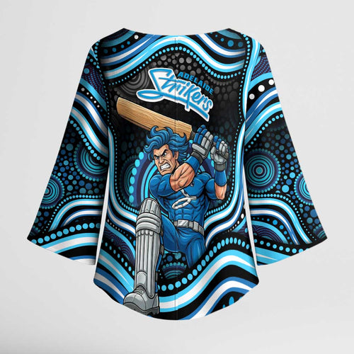 Adelaide Strikers Cricket Kimono Sleeve Blouse Australian Cricket Mascot - Modern Indigenous Style