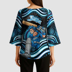 Adelaide Strikers Cricket Kimono Sleeve Blouse Australian Cricket Mascot - Modern Indigenous Style