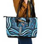 Adelaide Strikers Cricket Leather Tote Bag Australian Cricket Mascot - Modern Indigenous Style