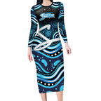 Adelaide Strikers Cricket Long Sleeve Bodycon Dress Australian Cricket Mascot - Modern Indigenous Style