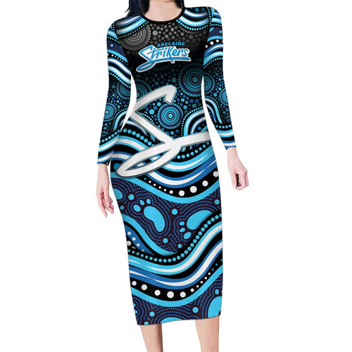 Adelaide Strikers Cricket Long Sleeve Bodycon Dress Australian Cricket Mascot - Modern Indigenous Style